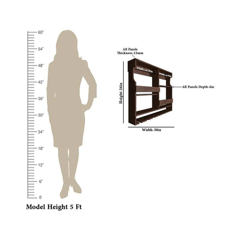 Luxurious Stylish Backlit Walnut Finished Mini Bar Shelf - Decor Mantra 