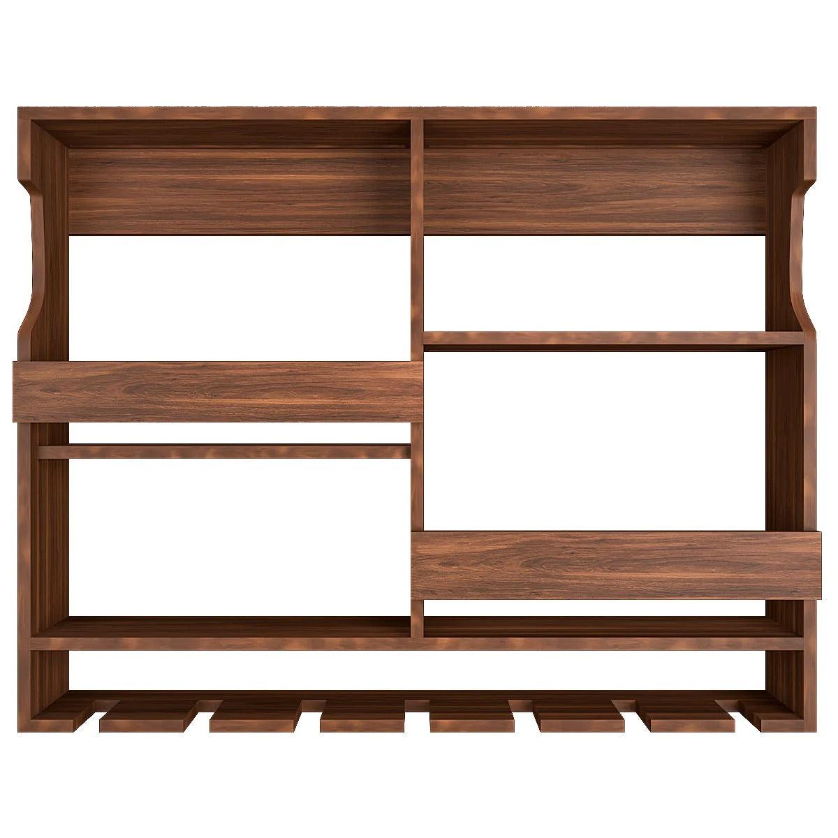 Luxurious Stylish Backlit Walnut Finished Mini Bar Shelf - Decor Mantra 