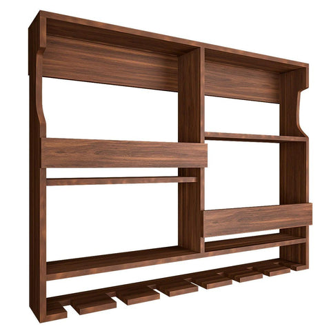 Luxurious Stylish Backlit Walnut Finished Mini Bar Shelf - Decor Mantra 