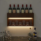 Designer Modish Look Backlit MDF Mini Bar Shelf in Walnut Finish - Decor Mantra 