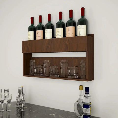 Designer Modish Look Backlit MDF Mini Bar Shelf in Walnut Finish - Decor Mantra 