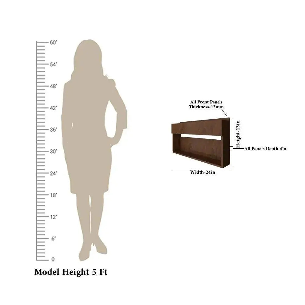 Designer Modish Look Backlit MDF Mini Bar Shelf in Walnut Finish - Decor Mantra 