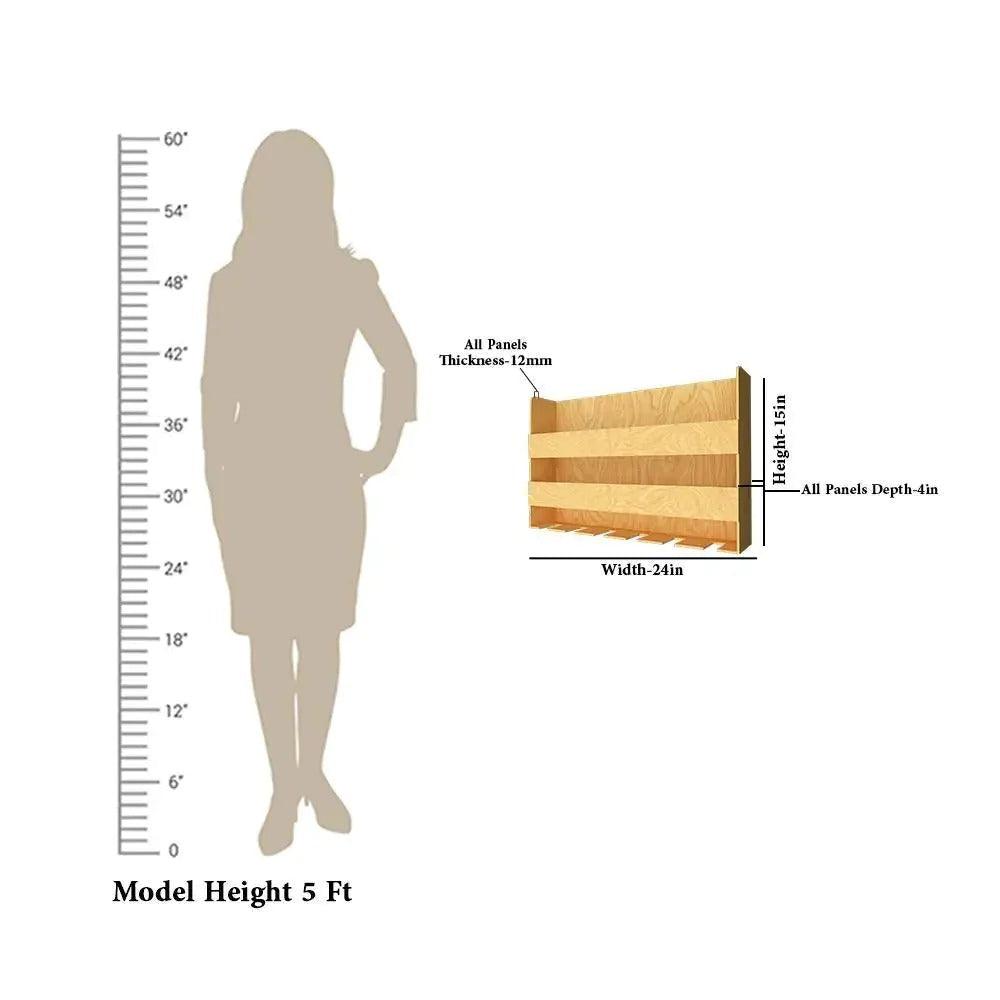 Premium Look Backlit MDF Wooden Mini Bar Wall Shelf in Light Oak Finish - Decor Mantra 