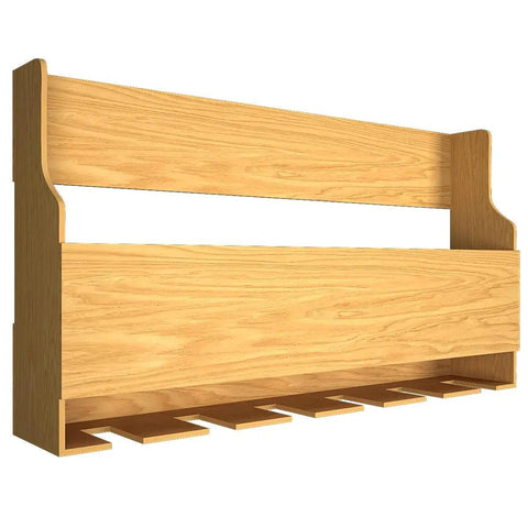 Premium Look Backlit MDF Wooden Mini Bar Wall Shelf in Light Oak Finish - Decor Mantra 