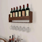 Premium Engineered Wood Backlit Design Mini Bar Shelf in Walnut Finish - Decor Mantra 