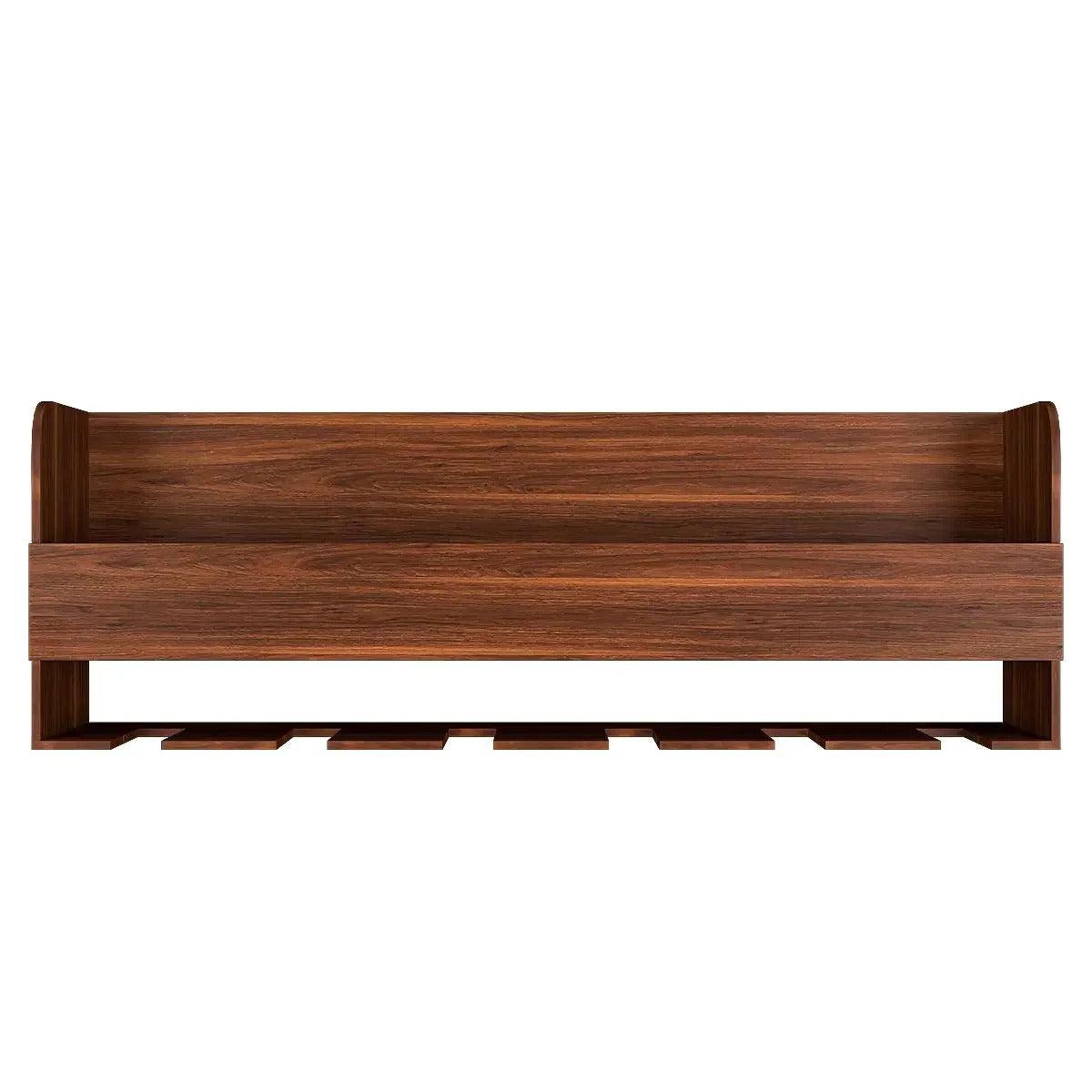Premium Engineered Wood Backlit Design Mini Bar Shelf in Walnut Finish - Decor Mantra 
