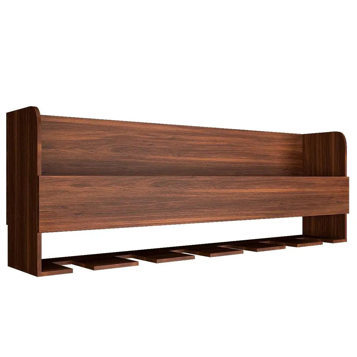Premium Engineered Wood Backlit Design Mini Bar Shelf in Walnut Finish - Decor Mantra 