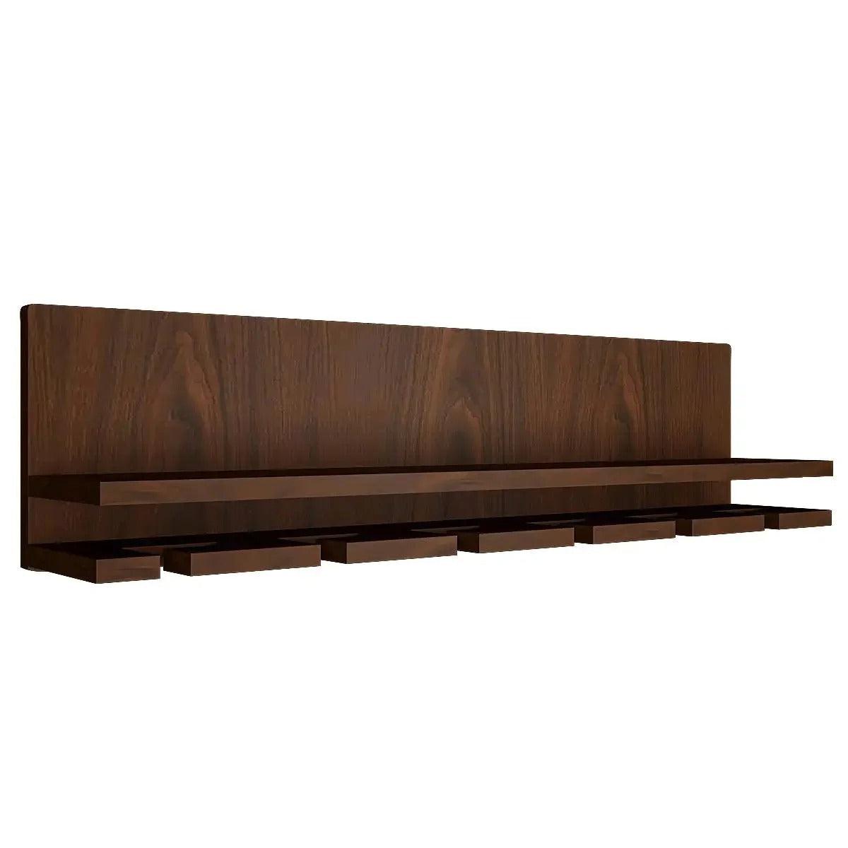 Aesthetic Backlit Look MDF Wooden Mini Bar Shelf in Walnut Finish - Decor Mantra 
