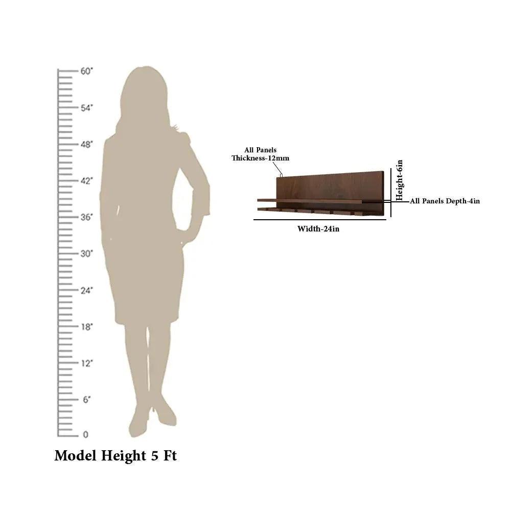 Aesthetic Backlit Look MDF Wooden Mini Bar Shelf in Walnut Finish - Decor Mantra 