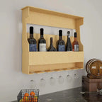 Premium Quality Decorative Backlit MDF Mini Bar Shelf in Light Oak Finish - Decor Mantra 