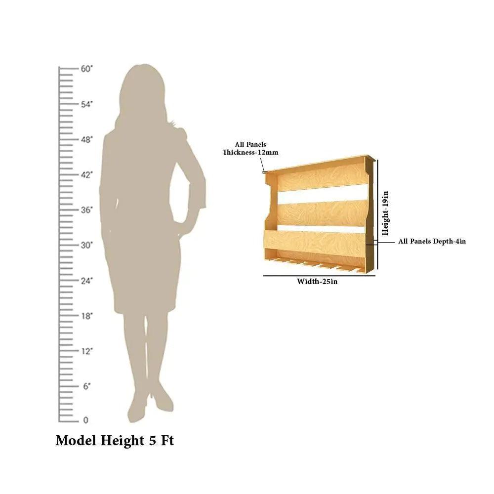 Premium Quality Decorative Backlit MDF Mini Bar Shelf in Light Oak Finish - Decor Mantra 