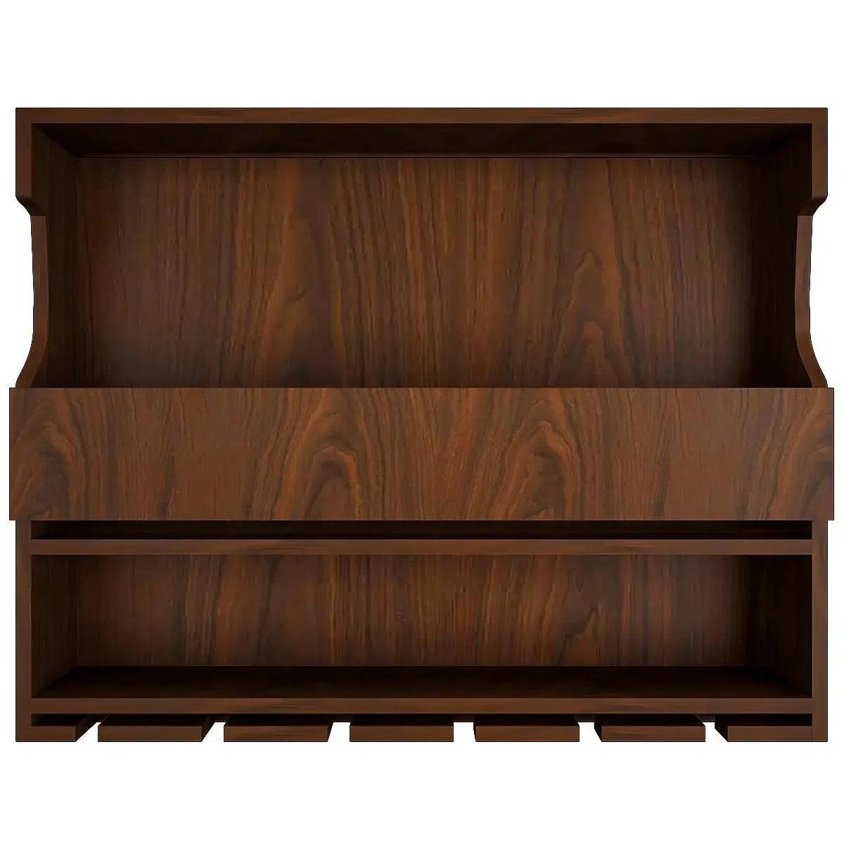Exquisite Designer Backlit MDF Mini Bar Shelf in Walnut Finish - Decor Mantra 