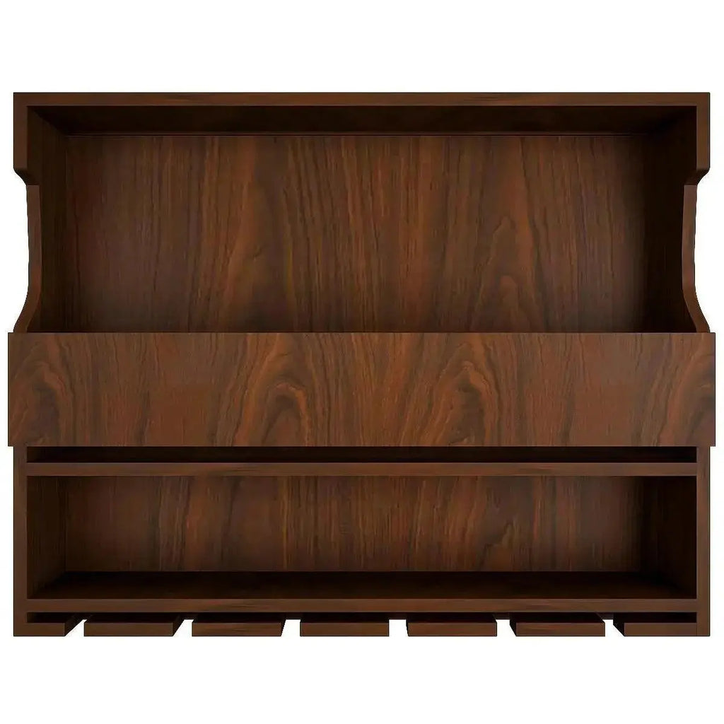 Exquisite Designer Backlit MDF Mini Bar Shelf in Walnut Finish - Decor Mantra 