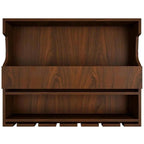 Exquisite Designer Backlit MDF Mini Bar Shelf in Walnut Finish - Decor Mantra 