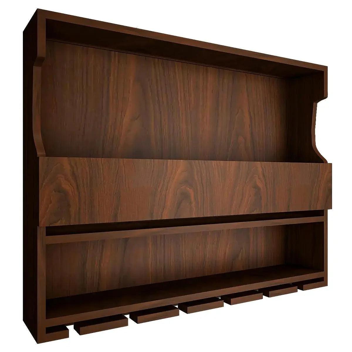 Exquisite Designer Backlit MDF Mini Bar Shelf in Walnut Finish - Decor Mantra 