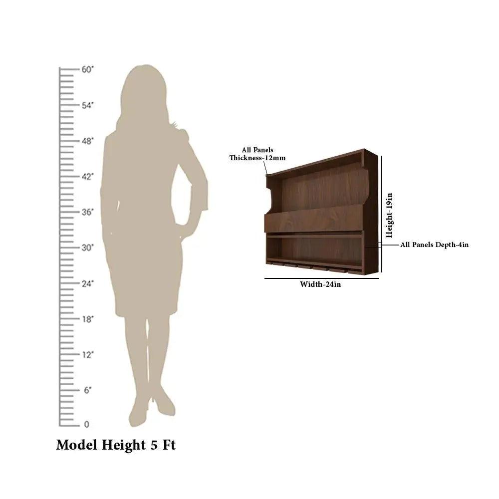 Exquisite Designer Backlit MDF Mini Bar Shelf in Walnut Finish - Decor Mantra 