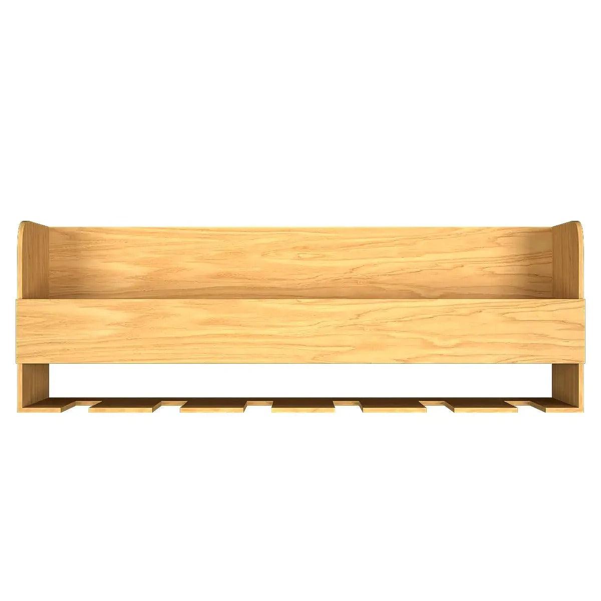 Minimalistic Design Artistic Backlit Wall Mounted Mini Bar Shelf in Light Oak Finish - Decor Mantra 