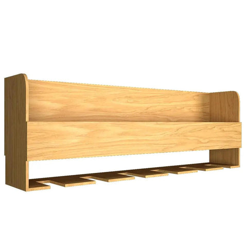 Minimalistic Design Artistic Backlit Wall Mounted Mini Bar Shelf in Light Oak Finish - Decor Mantra 