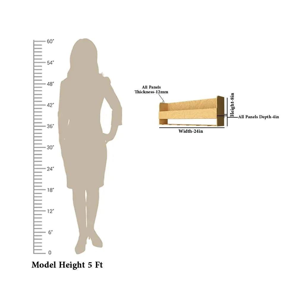 Minimalistic Design Artistic Backlit Wall Mounted Mini Bar Shelf in Light Oak Finish - Decor Mantra 