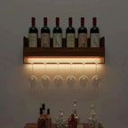 Modern Wooden Backlit MDF Bar Mini Bar Shelf Cabinet in Walnut Finish - Decor Mantra 