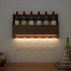 Premium Spacious Design Backlit MDF Mini Bar Shelf in Walnut Finish - Decor Mantra 