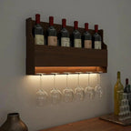 Premium Spacious Design Backlit MDF Mini Bar Shelf in Walnut Finish - Decor Mantra 