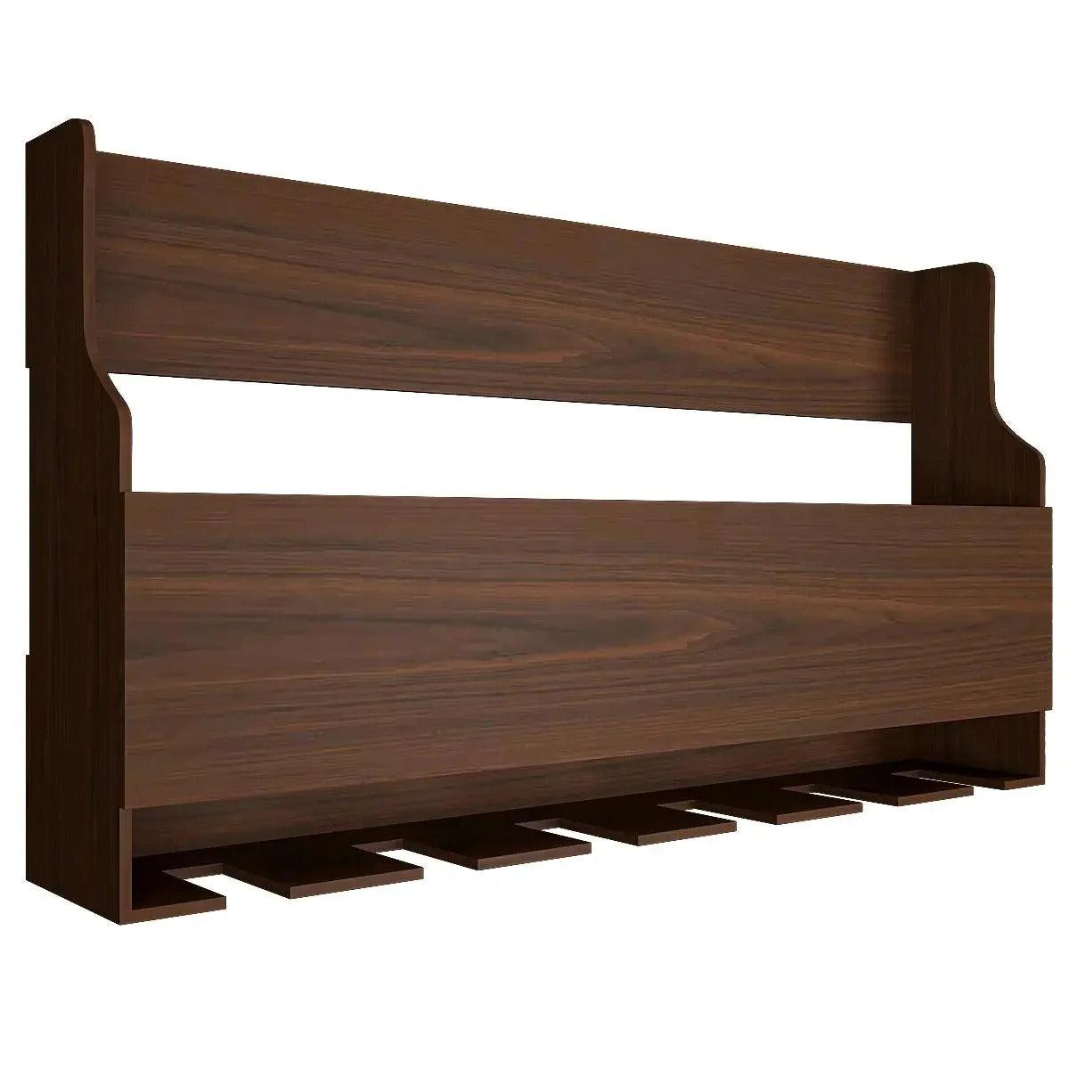 Premium Spacious Design Backlit MDF Mini Bar Shelf in Walnut Finish - Decor Mantra 