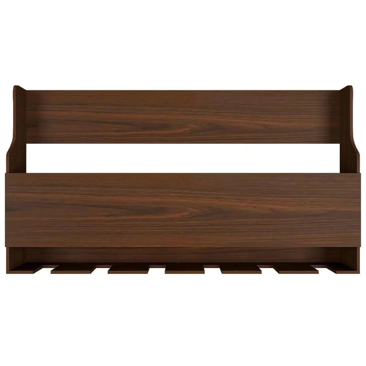 Premium Spacious Design Backlit MDF Mini Bar Shelf in Walnut Finish - Decor Mantra 