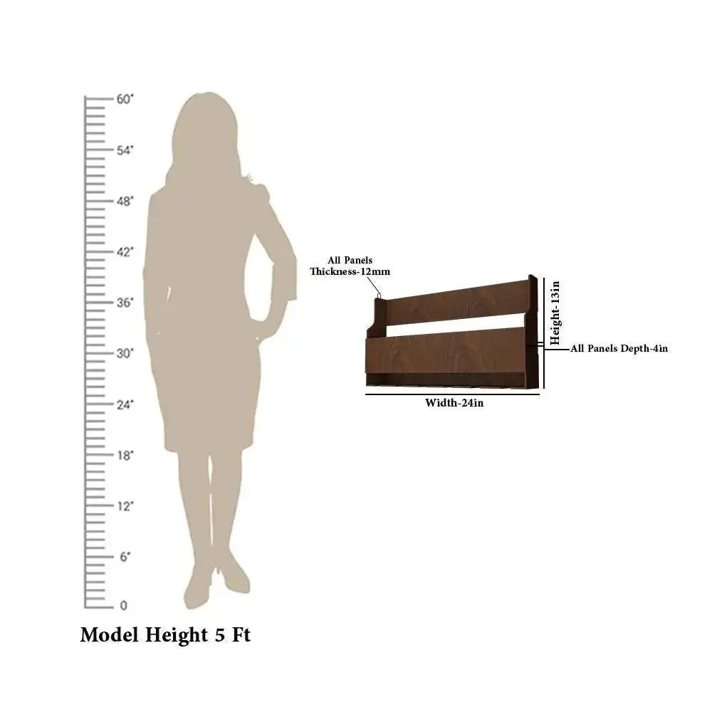 Premium Spacious Design Backlit MDF Mini Bar Shelf in Walnut Finish - Decor Mantra 
