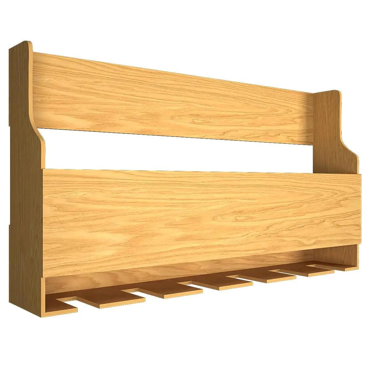 Minimalist Designer Backlit MDF Wall Mounted Mini Bar Shelf in Light Oak Finish - Decor Mantra 