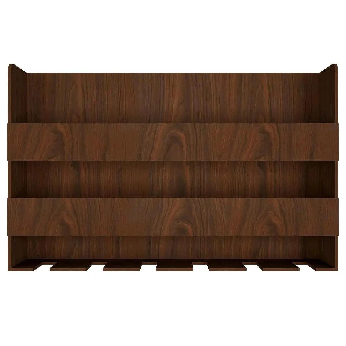 Sturdy Designer Backlit MDF Bar Wall Shelf / Mini Bar Shelf in Walnut Finish - Decor Mantra 