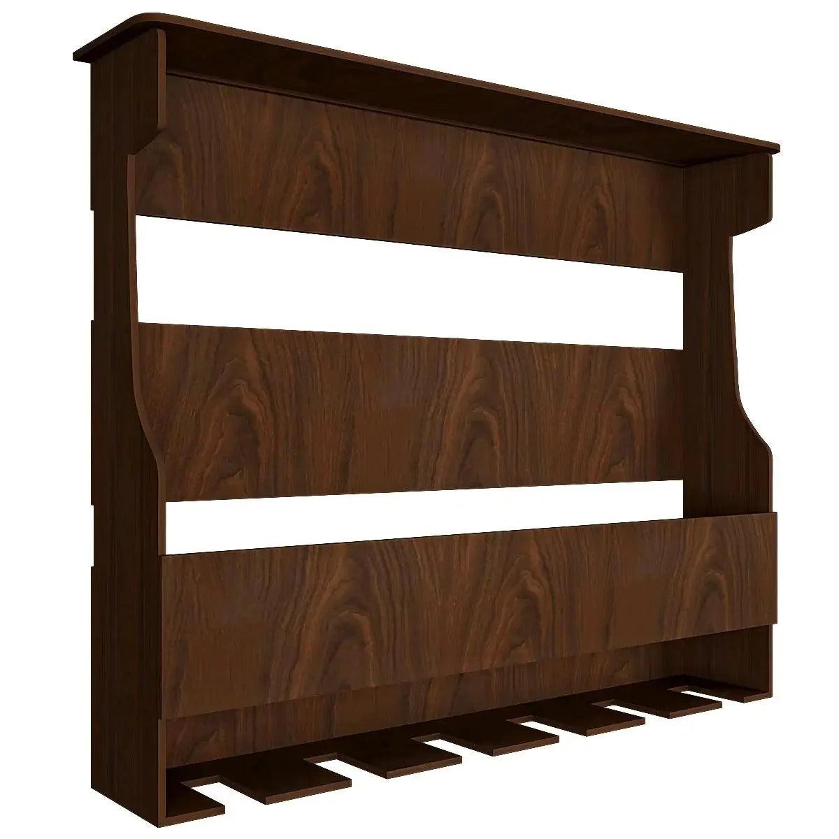 Backlit Design MDF Bar Wall Shelf / Mini Bar Shelf in Walnut Finish - Decor Mantra 