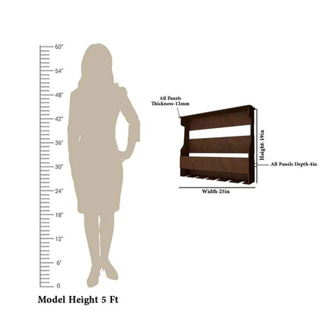 Backlit Design MDF Bar Wall Shelf / Mini Bar Shelf in Walnut Finish - Decor Mantra 