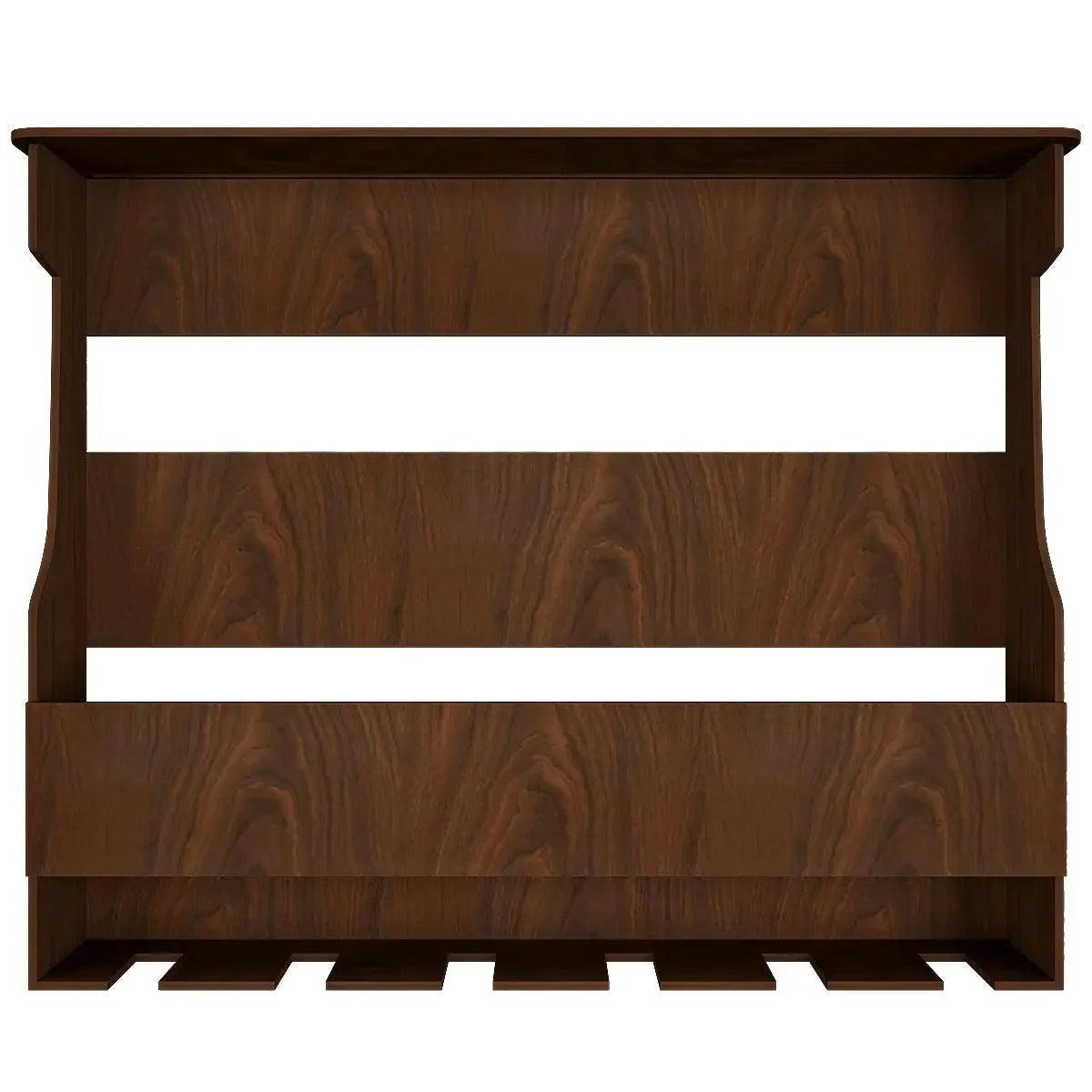 Backlit Design MDF Bar Wall Shelf / Mini Bar Shelf in Walnut Finish - Decor Mantra 