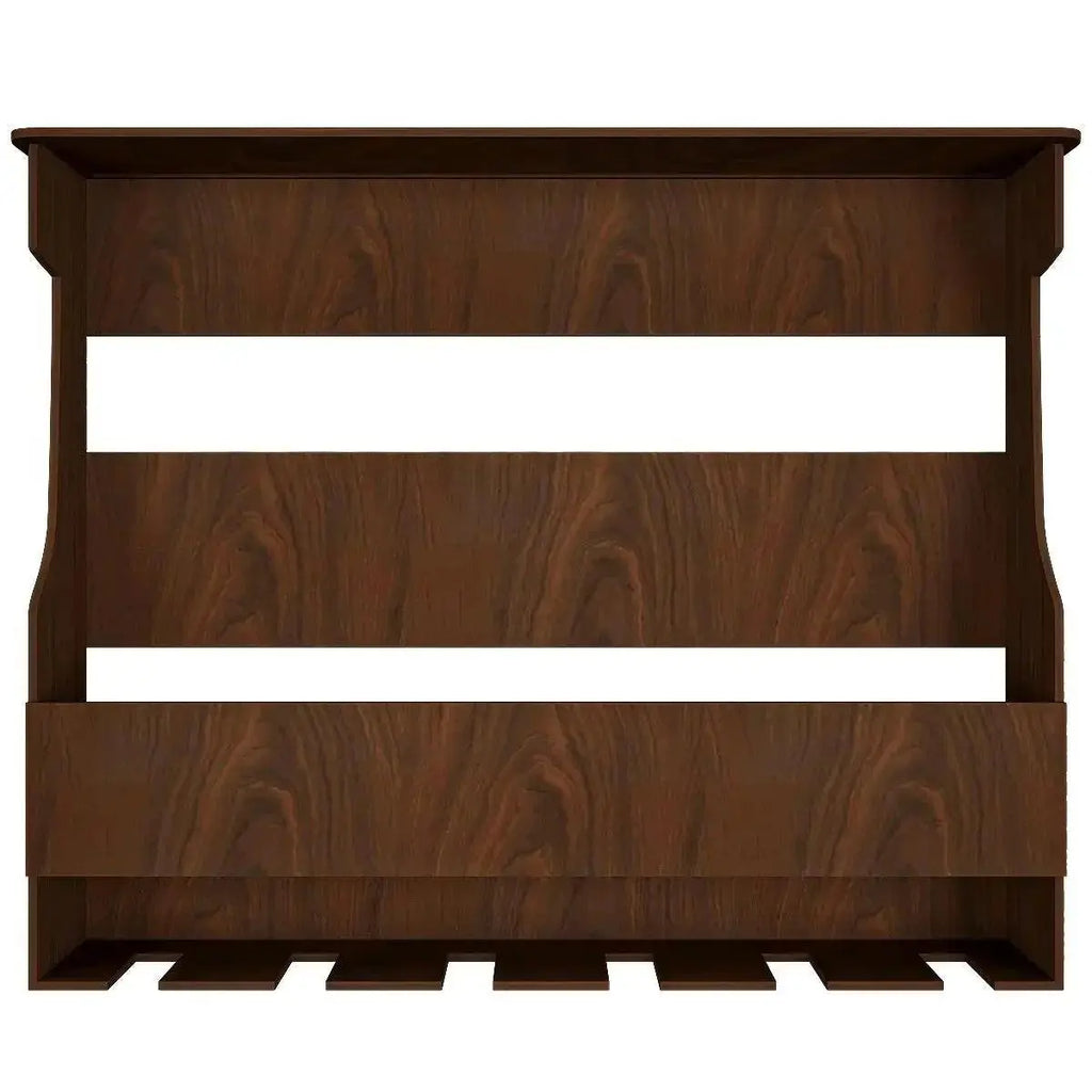 Backlit Design MDF Bar Wall Shelf / Mini Bar Shelf in Walnut Finish - Decor Mantra 