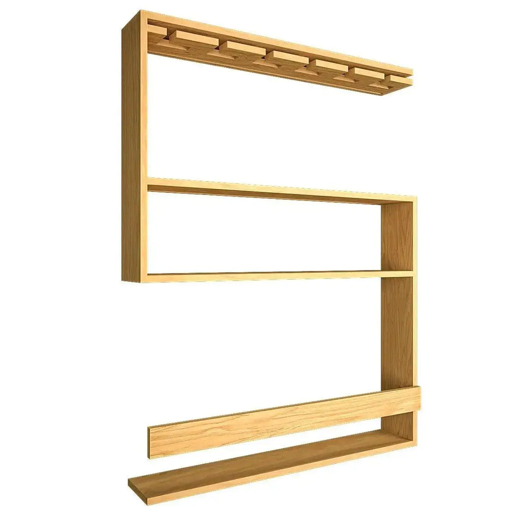 Modern Designer Backlit MDF Bar Wall Shelf / Mini Bar Shelf in Light Oak Finish - Decor Mantra 