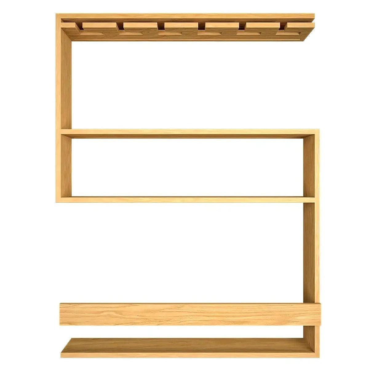 Modern Designer Backlit MDF Bar Wall Shelf / Mini Bar Shelf in Light Oak Finish - Decor Mantra 