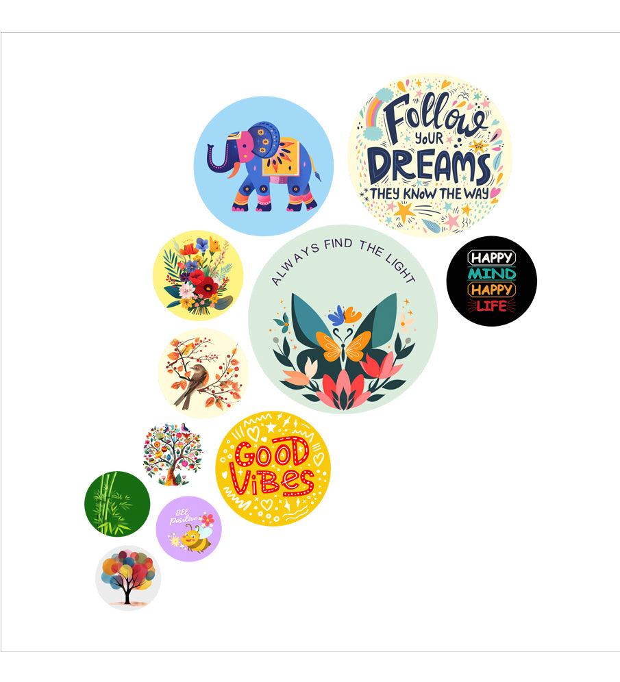 Decorative Wooden Wall Hanging Decoration Item for Home | Office | Gifts |Modern Wall Artworks Items | Wall Art | Living Room | Bedroom |Quotes Decor Item (WPS_139N) Pack of 11 Pieces - Decor Mantra 