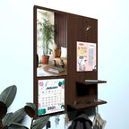 Beautiful "7 In One" Wooden Wall Organiser with Mirror, Key Holder, Coat Hangers, Pin Board, Clock, Calendar Decor Mantra
