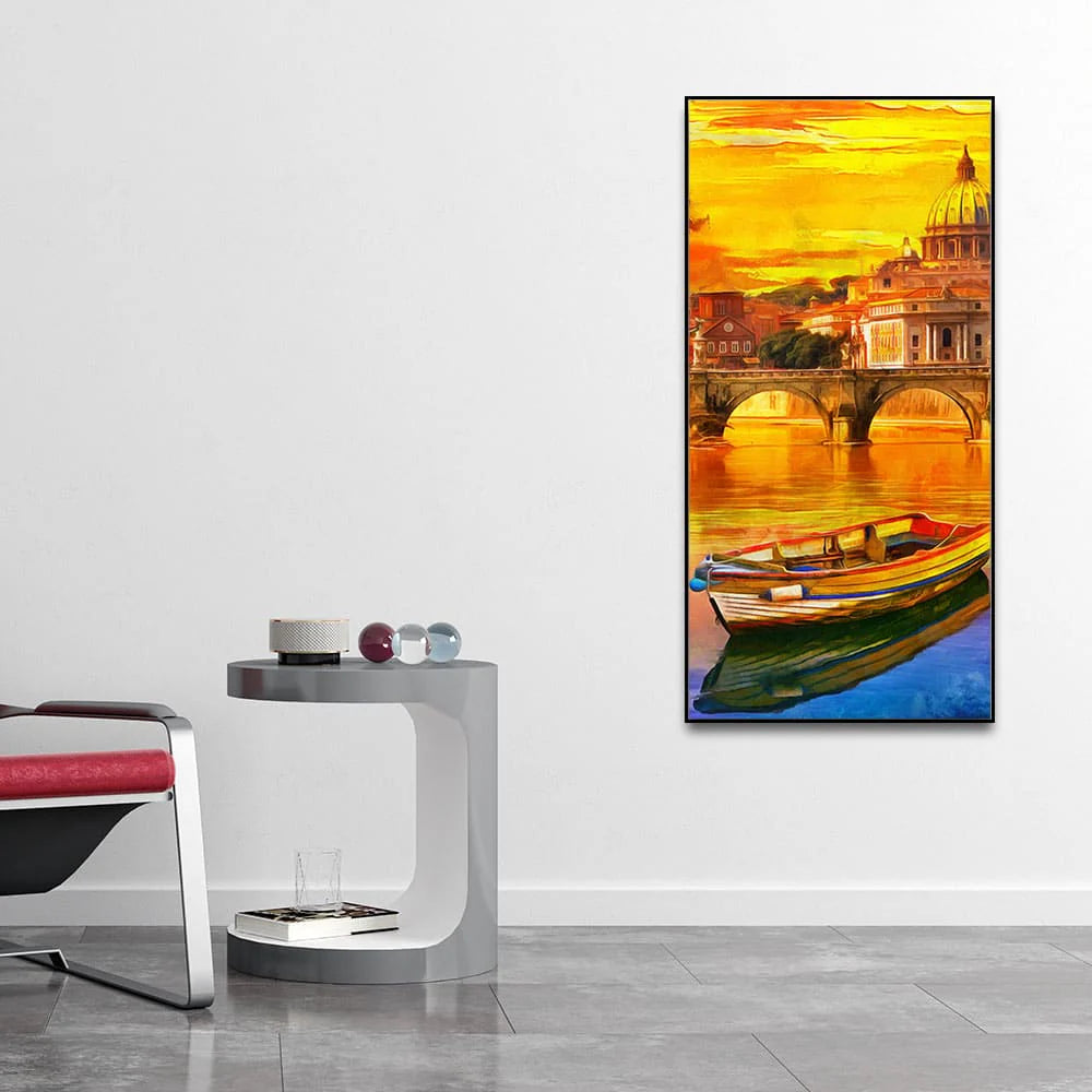 Beautiful Abstract Lake Scenery Wall Painting DECORMANTRA