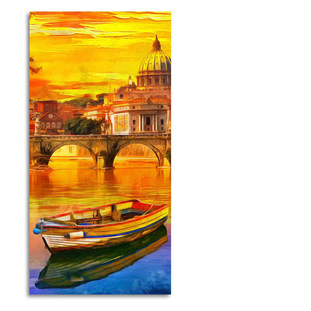 Beautiful Abstract Lake Scenery Wall Painting DECORMANTRA