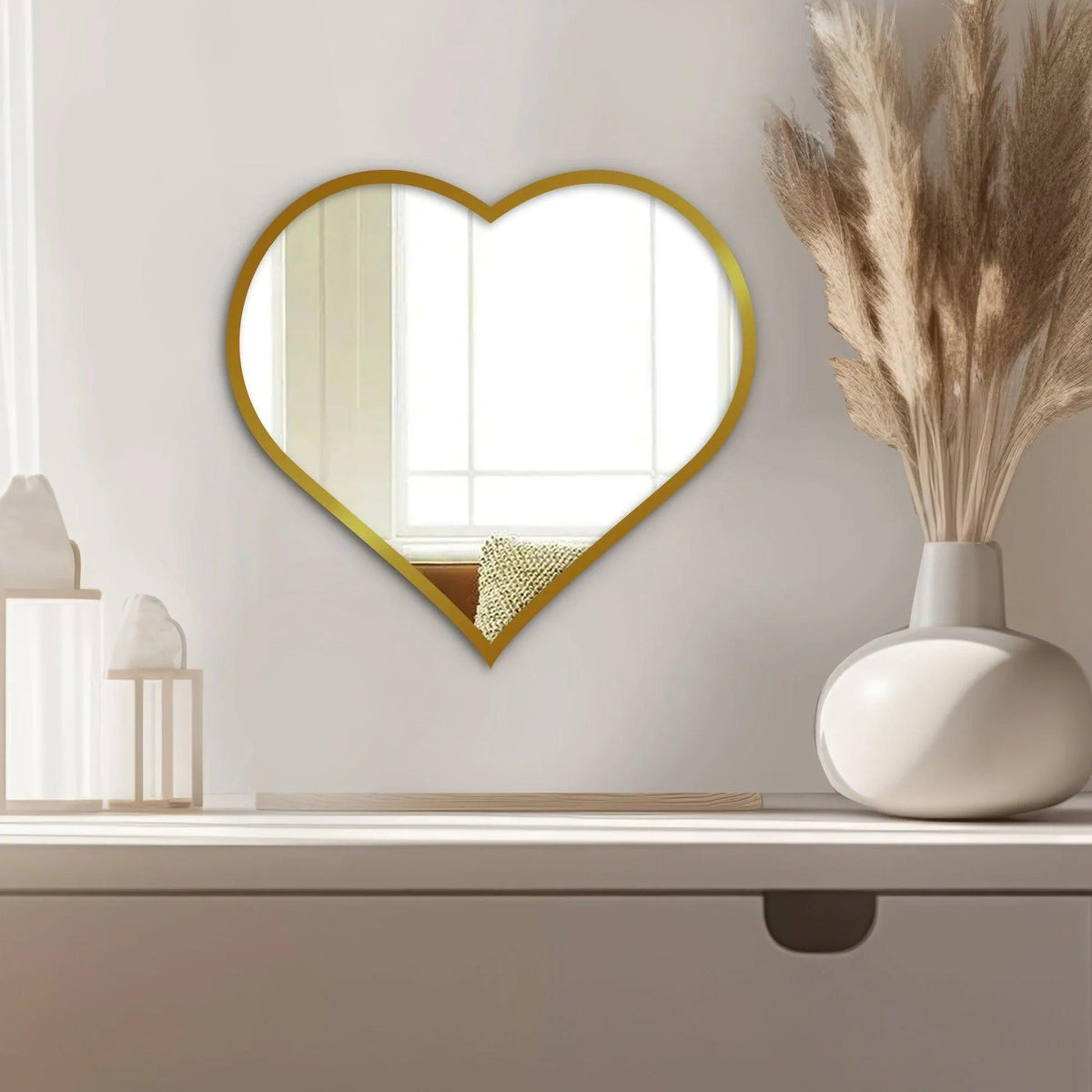 Beautiful Atractive Heart Shape Mirror with Golden Finish Frame - Decor Mantra 
