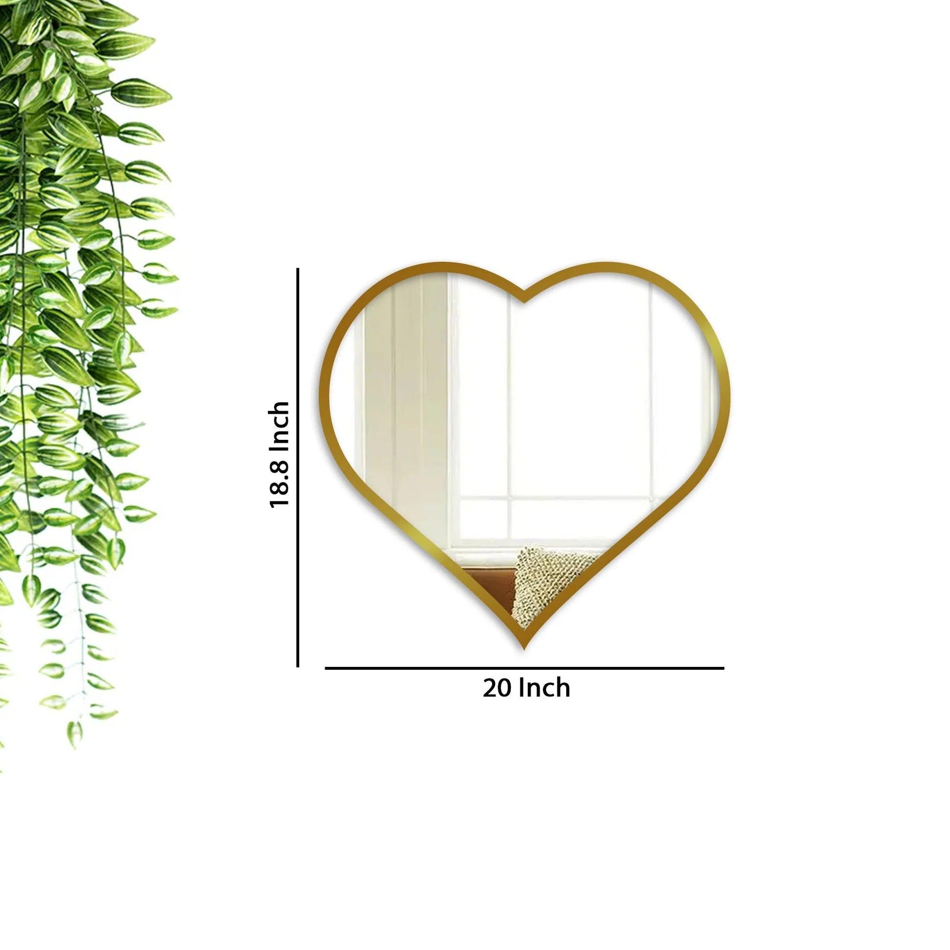 Beautiful Atractive Heart Shape Mirror with Golden Finish Frame - Decor Mantra 