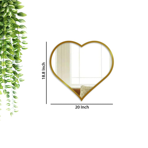 Beautiful Atractive Heart Shape Mirror with Golden Finish Frame - Decor Mantra 