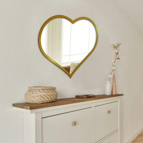 Beautiful Atractive Heart Shape Mirror with Golden Finish Frame - Decor Mantra 