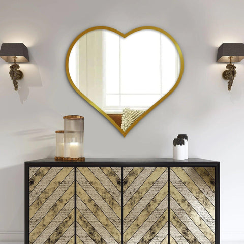 Beautiful Atractive Heart Shape Mirror with Golden Finish Frame - Decor Mantra 