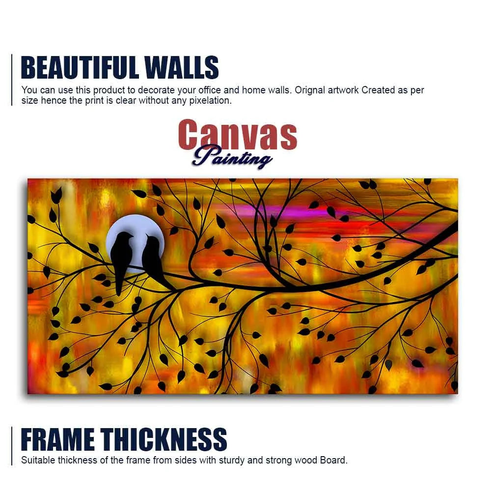 Beautiful Bird Couple on Tree Wall Painting DECORMANTRA