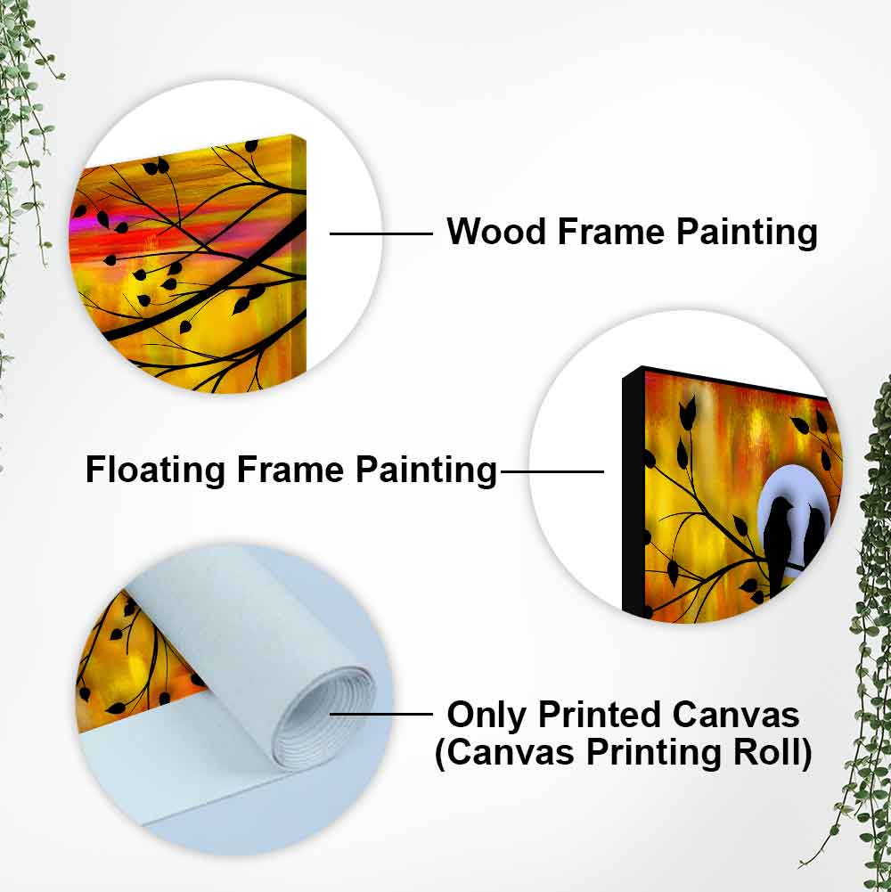 Beautiful Bird Couple on Tree Wall Painting DECORMANTRA