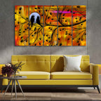 Beautiful Bird Couple on Tree Wall Painting of Five Pieces DECORMANTRA