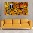 Beautiful Bird Couple on Tree Wall Painting of Five Pieces DECORMANTRA